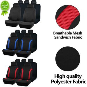 Ny uppgradering av andningsomkopplare Mesh Seat Car Cover Polyester Tyg Universal Size Sporty Design Full Set Fit For Most Car SUV Truck