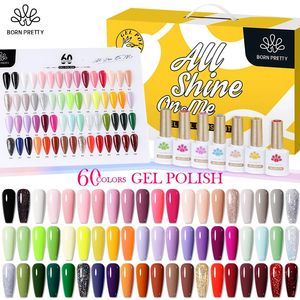 Nagellack 60 färger 10 ml blötlägg av UV -gelpaket med bas toppmatt palett 6in1 gratis manikyrgåvor hela uppsättningen 231114