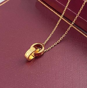 designer necklace designer jewelry clover necklace stainless steel fashion oval rings clavicular chain choker 18k gold dual ring pendant necklace for wedding gift