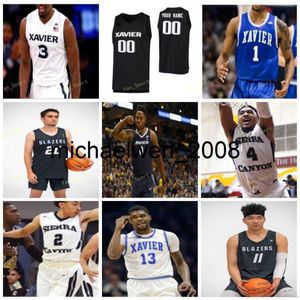 Mich28 Xavier Musketeers College Basketball Jersey 2 Dahmir Bishop Kyle Castlin 20 Ramon Singh 21 Zak Swetye 22 Dieonte Miles Youth Custom Stitched