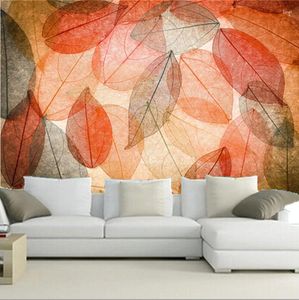 Sfondi I murales 3D personalizzati Fogliame autunnale Natura Papel De Parede Soggiorno Divano TV Parete Camera da letto Carta