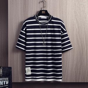 Men's T Shirts Summer Striped Men's Short-Sleeved T-Shirt Harajuku Teenagers Couple 2023 Casual Funny All-Match Streetwear