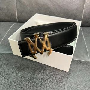 2023 mit Box Herren Designer AM Gürtel für Männer Luxusmode AM AMIRIlinesS Business Gürtel Damen Ceinture Black Metal Buckle AM2 Bund Cintura EDF