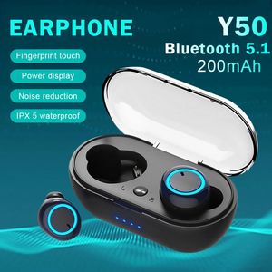 Y50 Bluetooth Earphone Outdoor Sports Wireless Headset 5.0 With Charging Bin Power Display Touch Control Headphone Earbuds for Mobile Smart Cell Phone