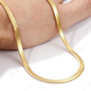 Catene Collana di moda Catena per donna Gioielli in argento color oro Unisex a spina di pesce piatto da 20 pollici