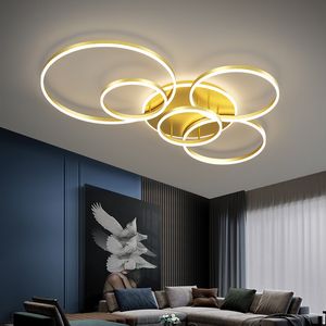Nordic LED Circel Rings Ceiling Chandeliers Lighting Black White Lampara techo Luminaire Living Dining Room Bedroom Decor Lamp