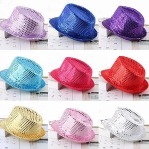 Party Hats 12 Colors Men's Women's Jazz Hat Sequins Retro Disco Funky Glitter Costume Unisex Novelty Christmas Party Prop Charming Hat 231114