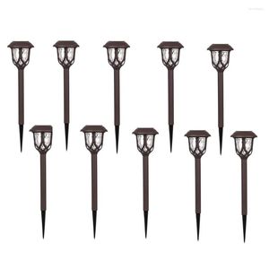 10pcs/set Cold White Led Solar Outdoor Pathway Lights Powered Garden For Walkway Lawn Yard And Driveway