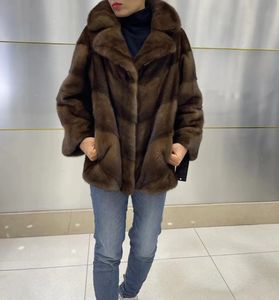 Women's Fur Faux Omegeral 2023 Winter Real Mink Coat Women Luxury High Quality Warm Fashion 231115