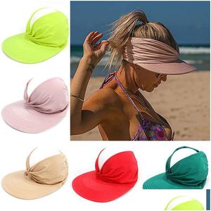 Berretti Cappello estivo da donna Visiera parasole Antitraviolet Elastico Hollow Top Casual Berretto a tesa larga larga Gorras Beach Cappello anti Uvberet Dhgarden Dhvnz