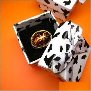 Party Favor Highgrad Black Spots Paper Rings Box Jewelry Accessories Earring Pendant Packaging Gift Case 5x5x3.5cm ZA5622 Drop Deli Dhgvy
