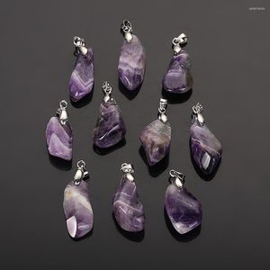 Pendant Necklaces Reiki Healing February Birthstone Natural Amethysts Pendants Purple Quartz Raw Crystal Nuggets Irregular Women