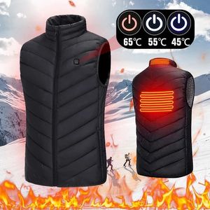 Herrvästar elektriska uppvärmda jackor USB-uppvärmning Vest Washy Warm Down Jacket för män Kvinnor Vinter utomhusskidåkning Cykelvärme Väst S-5XL 231115