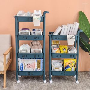 Hooks 3-4 Tier Rack Cart Wheels Rolling Storage Trolley Mobile Kitchen Bathroom Tidy Wall Shelf Living Pantry Closet Organizer