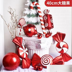 Objetos decorativos estatuetas objetos decorativos estatuetas oversize vermelho branco doce cana decorações da árvore de natal para casa celebrar dhyjn