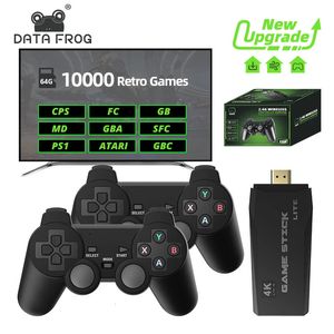 Przenośne gracze gracze Data Frog retro kod wideo konsola 2.4G Bezprzewodowa Konsola Stick 4K 10000 Games Portable Video Console dla telewizji 231114