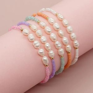 Strand arroz grânulo pulseira pérola irregularidade mão tricô bohemia cor ajustável originalidade moda simples frisado