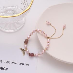 Strand Bracelets Fairy Fishtail Girl Heart Ins Strawberry Crystal Pearl Bracelet Romantic Pink Honey B111 Beaded Strands