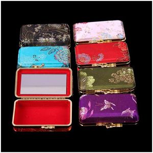 Gift Wrap Mirrored Silk Brocade Craft Box Travel Jewelry Case Empty Double Lipstick Storage Boxes Lip Balm Tubes Packaging Container Dhc5J