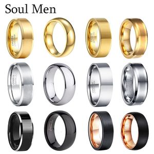 Anéis de banda moda masculina tungstênio carboneto prata cor ouro fosco superfície anéis masculino noivado casamento banda 12 estilos gravar seu nome 231114