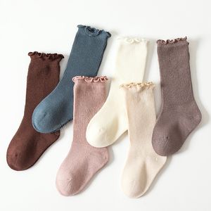 0-5Y Симпатичные рюшиные носки детские носки сплошной весенний осенний малыш