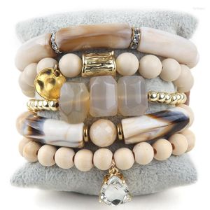 Strand Rh Fashion Bohemia Beade Biżuteria Big Elbow 5pc Stone Bracelets Breate for Festival Festival Prezent