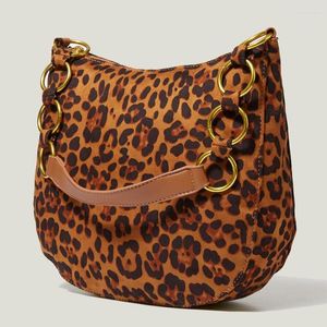 Abendtaschen 2023 Damen Umhängetasche Luxus Wildleder Pu-Leder Handtasche Große Sattel Geldbörse Retro Leopardenmuster Designer Dicke Kette