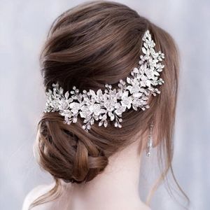 Flower Headwear Wedding Headband for Bride Crystal Pearls Women Tiara Bridal Headpieces Jewelry Accessories