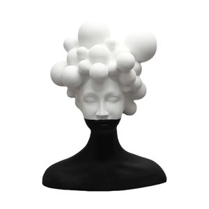 Objetos decorativos estatuetas figura abstrata escultura resina artesanato ornamentos preto e branco mosaico mulher estatueta cabeça humana estátua decoração para casa 231114
