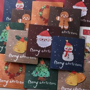 10PC Greeting Cards Christmas cards envelopes sealed stickers set party greeting cards invitation cards foldable cartoon snowman Saint Bell 231115