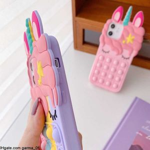 Pink 3D Cartoon Unicorn Soft Silicone Case för iPhone 13 x 8 7 6s Plus 5S SE XS XR 11 12 Pro Max Söt hästfodral Gummi Bunny Cover