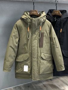 Piumino da uomo Parka verde militare Giacca cargo medio lungo invernale Cappotto termico ispessito Outdoor Warm Ski Camp Trekking Storm Suit 231114