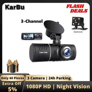 Araba DVR 1080p Dash Cam 3 Araba DVR Gece Görme Ön ve Arka DVRS Dashcam 24H Park Monitörü Kamera Samochodowa Rejestrator Q231116