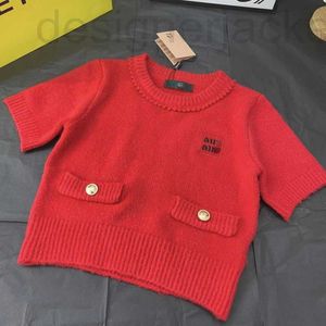 Kadın Sweaters Tasarımcısı Yaz Kadın Yün Sweater Mektubu İşlemeli Kısa Kollu Tshirt Tasarımcı Sweaters Kadın Gölgeli Günlük Yün Kat 7wov