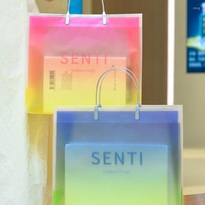 Shopping Bags Reusable Transparent Bag Foldable Frosted Eco Waterproof Storage Tote Women Girl Shopper Handbag Gifts Pouch