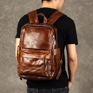 Zaino moda vintage di alta qualità in vera pelle da uomo casual semplice vera pelle bovina designer borsa da viaggio per laptop di lusso