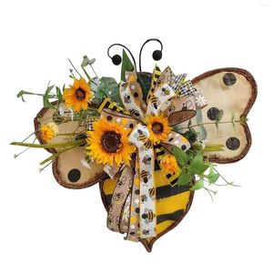 Dekorative Blumen-Imitat-Orchideen-Simulations-Blatt-Bienen-Sonnenblumen-Kranz-künstliche Girlanden-hängende Anhänger, die langen Stiel heiraten