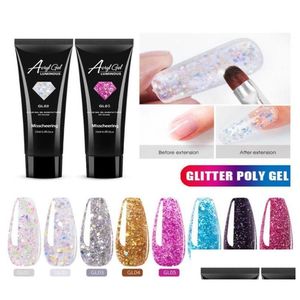 Gel per unghie Glitter Gel per estensione delle unghie 15 ml Colla acrilica dura per cristalli Suggerimenti per la creazione di smalto Miglioramento Estensione rapida per manicure3048395 Drop Dhorl