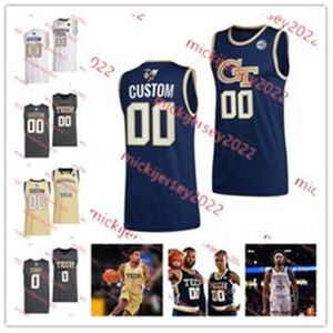 Ibrahima Sacko Georgia Tech Basketball Jersey 24 Amaree Abram 30 Ibrahim Souare 33 Marcos San Miguelカスタムステッチジョージア工科大学イエロージャケットジャージ