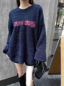 Women's Knits & Tees designer Mi * Royal Blue Letter Jacquard Pullover Mid length Loose Sweater Knit Top 23s Autumn/Winter New MMJC