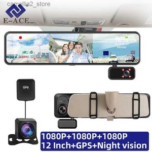 DVR per auto DVR per auto a 3 canali HD 1080P 3 obiettivi all'interno del veicolo Dash Cam Telecamera a tre vie DVR Registratore Video Registratore Dashcam Camcorder Q231115