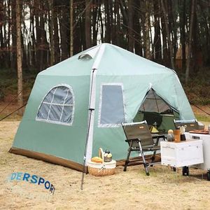 Tende e rifugi Sunnyfeel 5-8 persona Fine Camping Cabin Tent Outdoor impermeabile in tessuto Oxford Tessuto Tenda da pioggia a pioggia Q231115