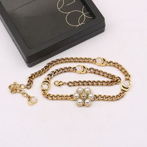 20Style Luxury Designer Brand Double Letter Necklaces Thick Chain Sweater Necklace Retro Pearl Pendant for Women Wedding Gift Jewelry Accessories