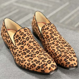 Designers klänning skor äkta läder herr mode spikar skor leopard tryck affärskontor party bröllop sko stor storlek 38-48 no493