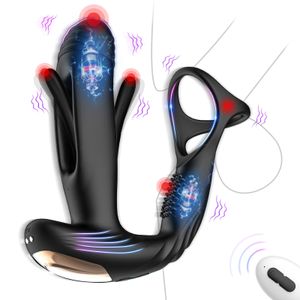 Vibradores Próstata Massageador Vibrador Controle Remoto Anal Plug Cock Ring Ereção Atraso Ejaculação Masculino Masturbador Anal Sex Toys para Homem 231115