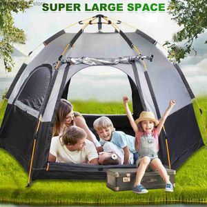 Tält och skyddsrum 4 person automatiska camping tält tjockt regntät vattentät familj utomhus snabb inställningstält med Carring Bag Portab -tält Q231117