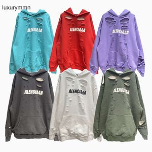 Designer Hoodie Balencigs Moda Hoodies Hoody Mens Suéteres Edição de Alta Qualidade Paris B Home Carta Quebrada High Street Estilo Casal Off Ombro Sobre Tamanho MO5M