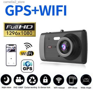 Carro DVRs Dash Cam Full HD 1080P Carro DVR Gravador de vídeo WiFi GPS Dashcam Câmera traseira do veículo Visão noturna Monitor de estacionamento Caixa preta Q231115