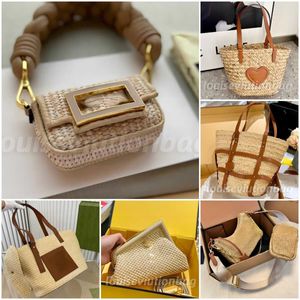 Lyxdesigner Summer Beach Crossbody Shoulder Bag Bucket Handväska Straw Handväskor Koppling Plånbok Handväskor Straw Tote Shopping Bag Hobo Raffia grönsak