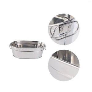 Dinnerware Sets Seafood Bucket Snack Container Drink Tubs Parties Vase Metal Ice Champagne Stainless Steel Oval Tub